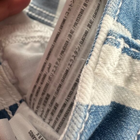 Hollister High Rise Cuffed Shorts Striped Blue White Button Up 5/27 Waist Cotton - Picture 6 of 12